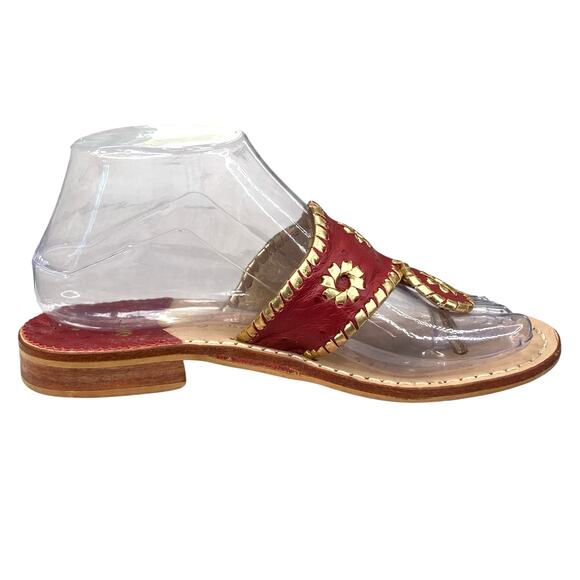 Jack Rogers Women’s Red Leather Slip On Thong Sandals Size US 6 - Picture 4 of 10